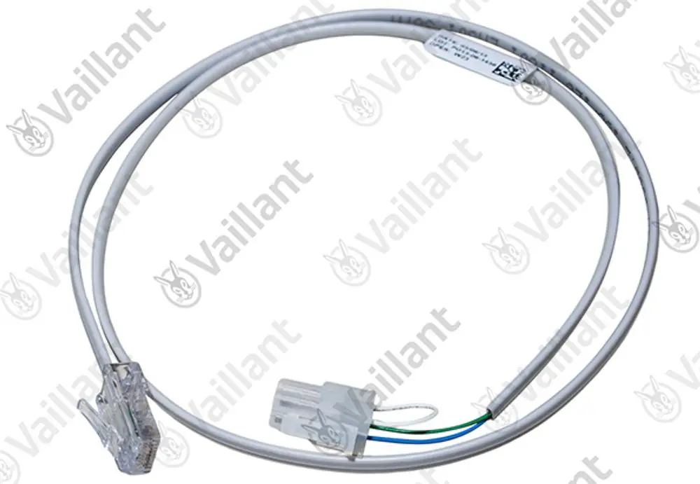 Vaillant Kabelbaum mit Stecker, bestehend aus mehreren Drähten in einer flexiblen Hülle. Verbindung zu einem Modbus-Inverter.